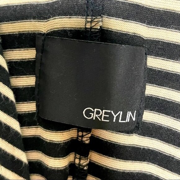 Anthropologie Greylin Sz S Black White Striped Sleeveless Ruffle Top Maxi Dress - Picture 6 of 8